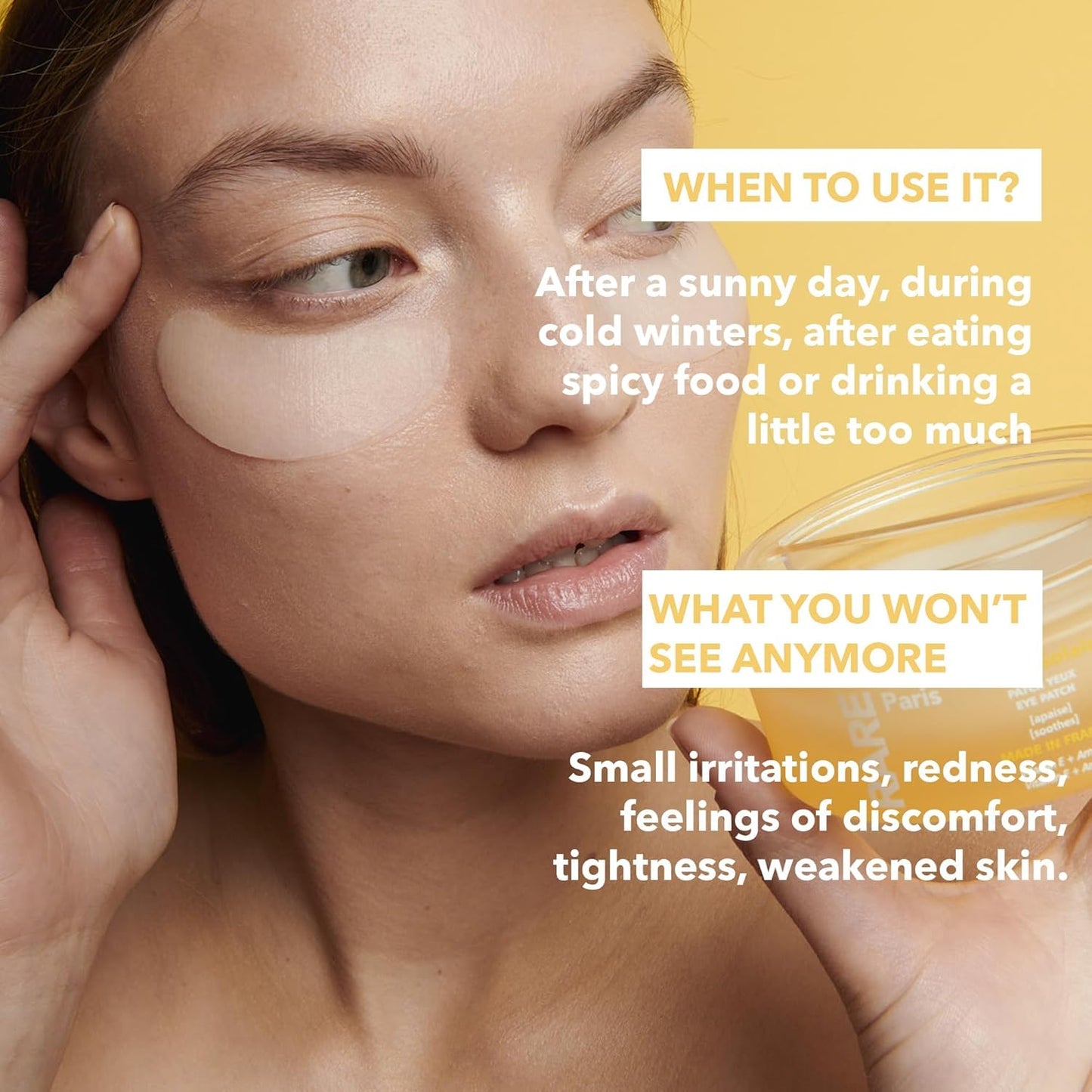 RARE Paris - Trésor Solaire - Soothing Under Eye Patches - Soothing & Strengthening - With Vitamin E & Arnica - Brightening, Firming & Revitalizing - Multi-Active Serum Formula - 30 Pairs