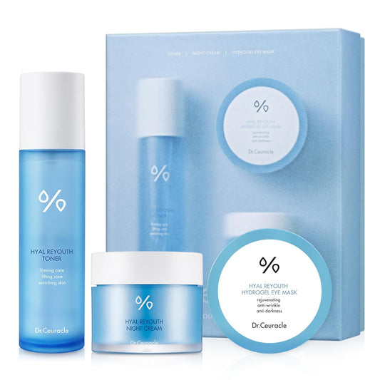 Dr.Ceuracle Hyal Reyouth Glowing Gift Set - Korean Skincare Starter Set included Hydrating Toner, Firming Under Eye Patch, Moisturizing Night Cream