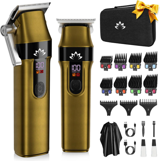 Lanumi Professional Hair Clippers for Men Cordless Cutting T-Blade Trimmer Kit Barber Clipper Trimmer Set with Travel Case Cordless USB Rechargeable Hair Cutting Kit