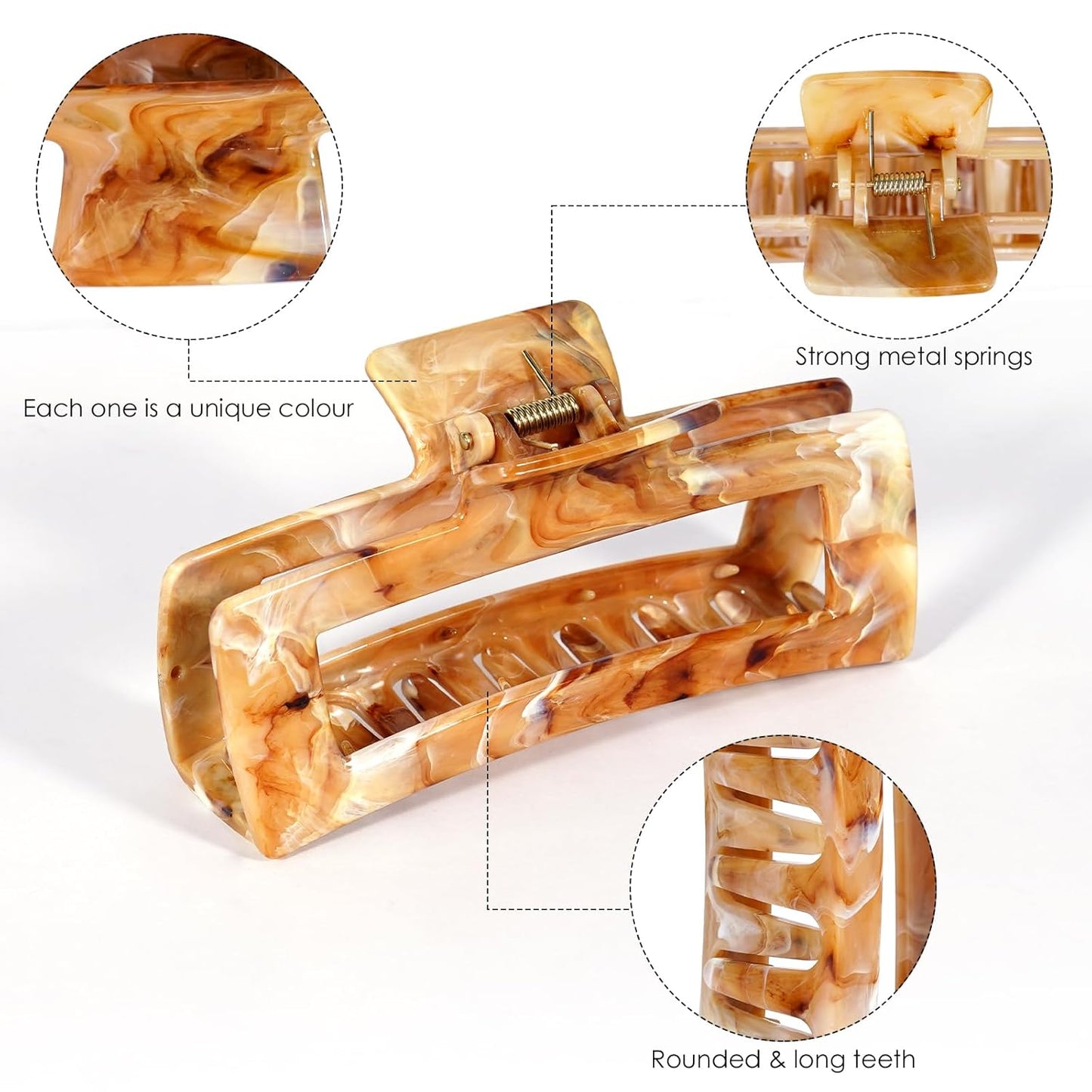 3Pcs Hair Claw Clips for Women, 5 Inch Non slip Large Claw Clip, Reference Ink Painting Design, Ideal for Home Party and Work Styling, Hair Accessories for Girls Gift (Brown Gray Purple)