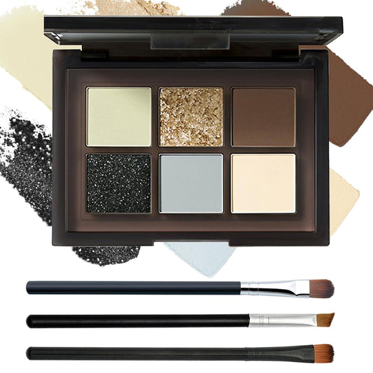 Black Grey Smoky Eyeshadow Palette,15 Colors Matte Shimmer Pigmented Eye Shadow Makeup Palette Set with 3 Eyeshadow Brushes,Glitter Eyeshadow Makeup Palette for Daily Halloween Goth Makeup(I)