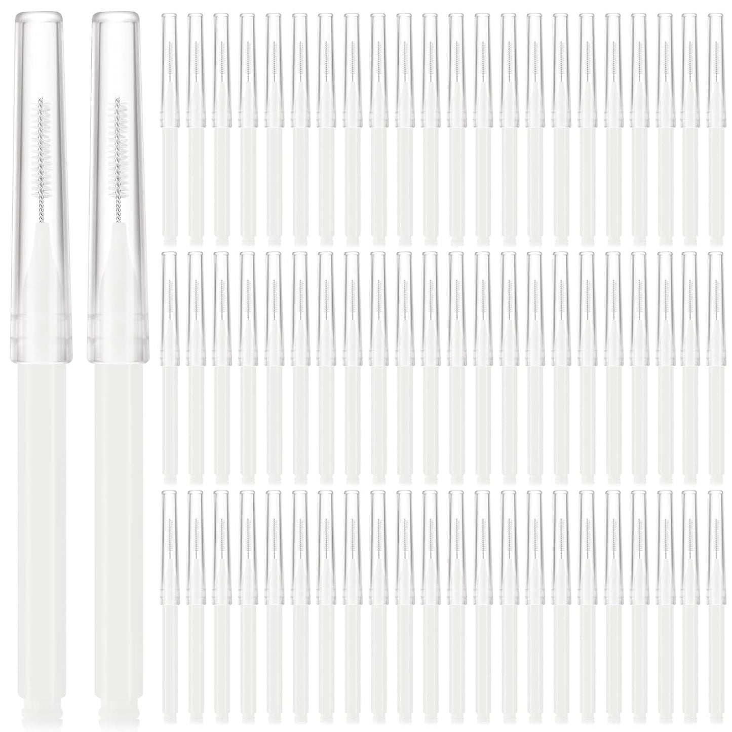Lallisa 100 Pieces Micro Eyebrow Spoolie Brush with Cap Brow Lamination Tool Eyelash Brush Multifunctional Micro Lash Comb for Eyelash and Eyebrow Extensions Tool(White)