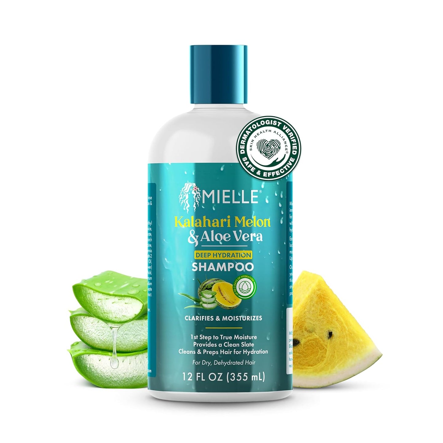Mielle Kalahari Melon & Aloe Deep Sulfate Free Shampoo - Hydrating & Clarifying Shampoo for Dry, Curly, and Textured Hair - Removes Buildup & Delivers 5 Days of Moisture (12 fl oz)