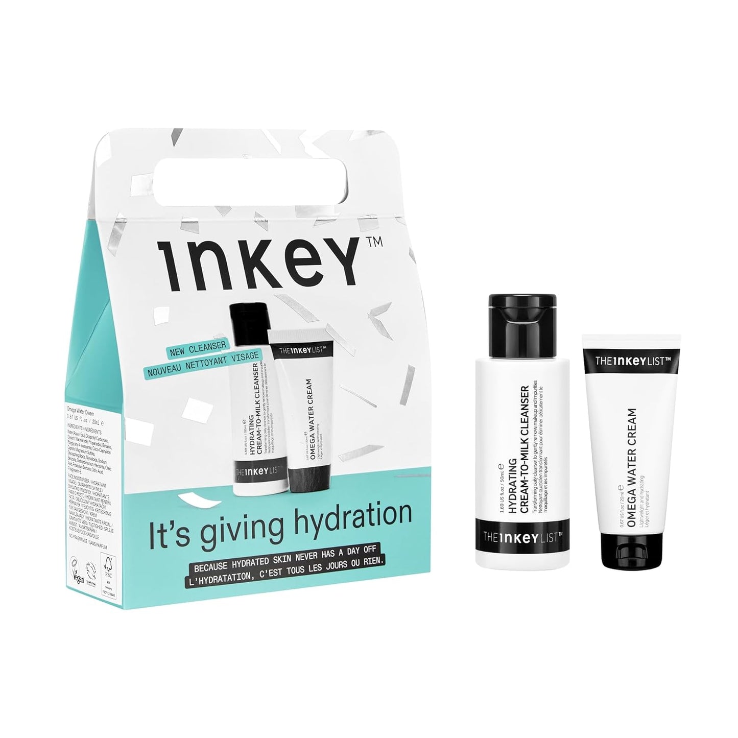 The INKEY List It’s Giving Hydration Gift Set, Hydrating Cream-to-Milk Cleanser + Omega Water Cream Moisturiser, Skincare Duo for Healthy, Glowing Skin, Gift Set for All Skin Types