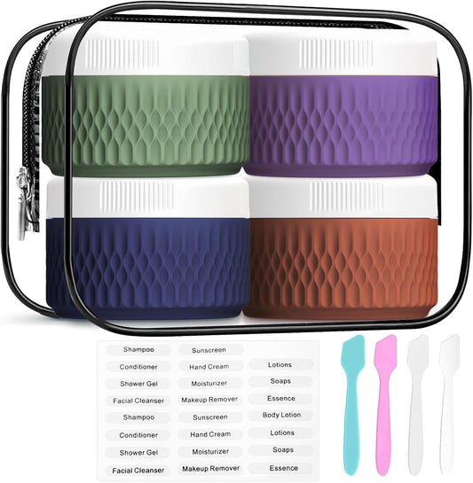 Silicone Cream Jars BPA Free, TSA Approved 1.3oz Travel Size Containers, Leak-proof Travel Essentials with Lid for Cosmetic Face Hand Body Cream