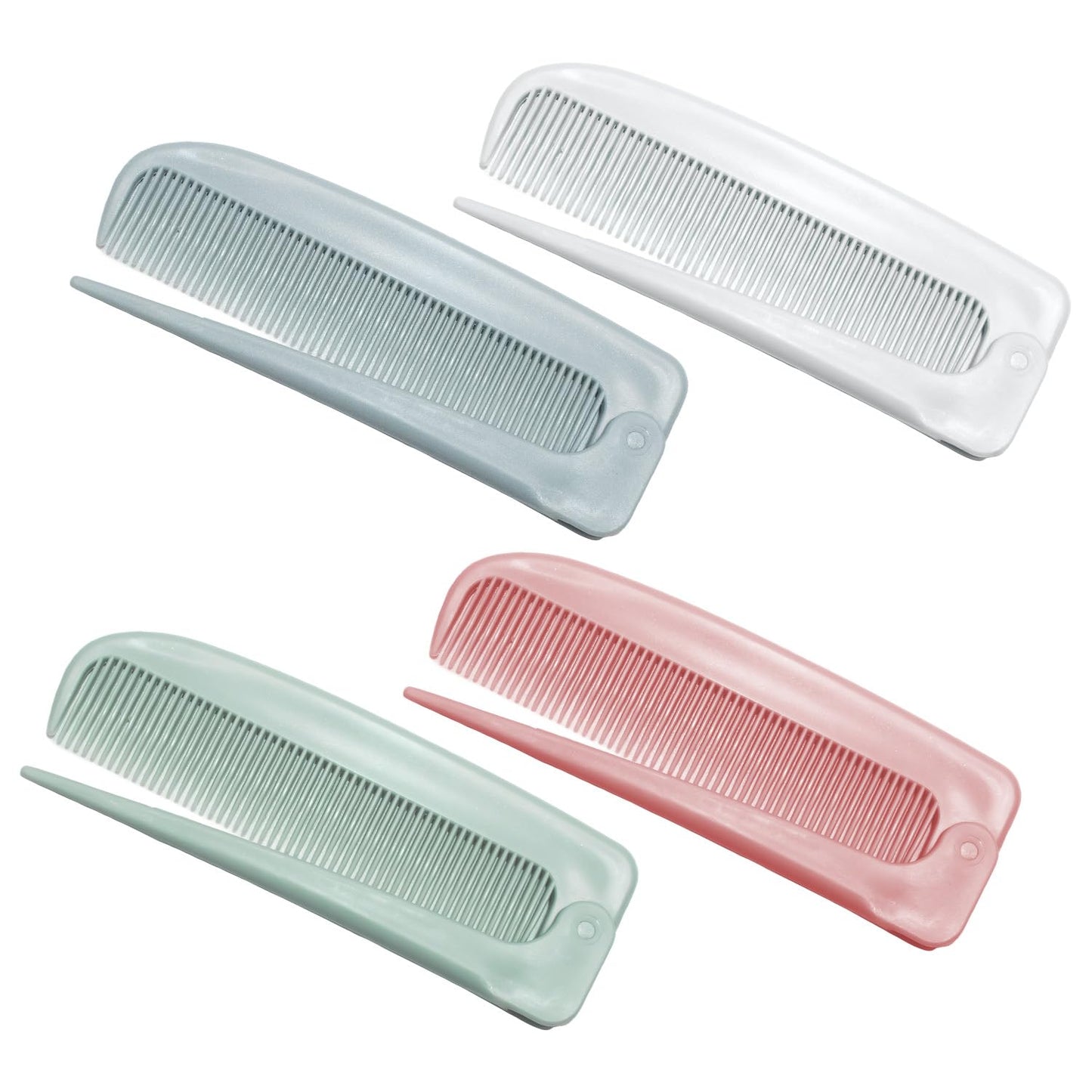 4 Pack Hair Parting Combs, Hair Styling Beauty Tools, Rat Tail Combs, Foldable Comb for Travel, Stylist (White,Pink,LightBlue,LightGreen)