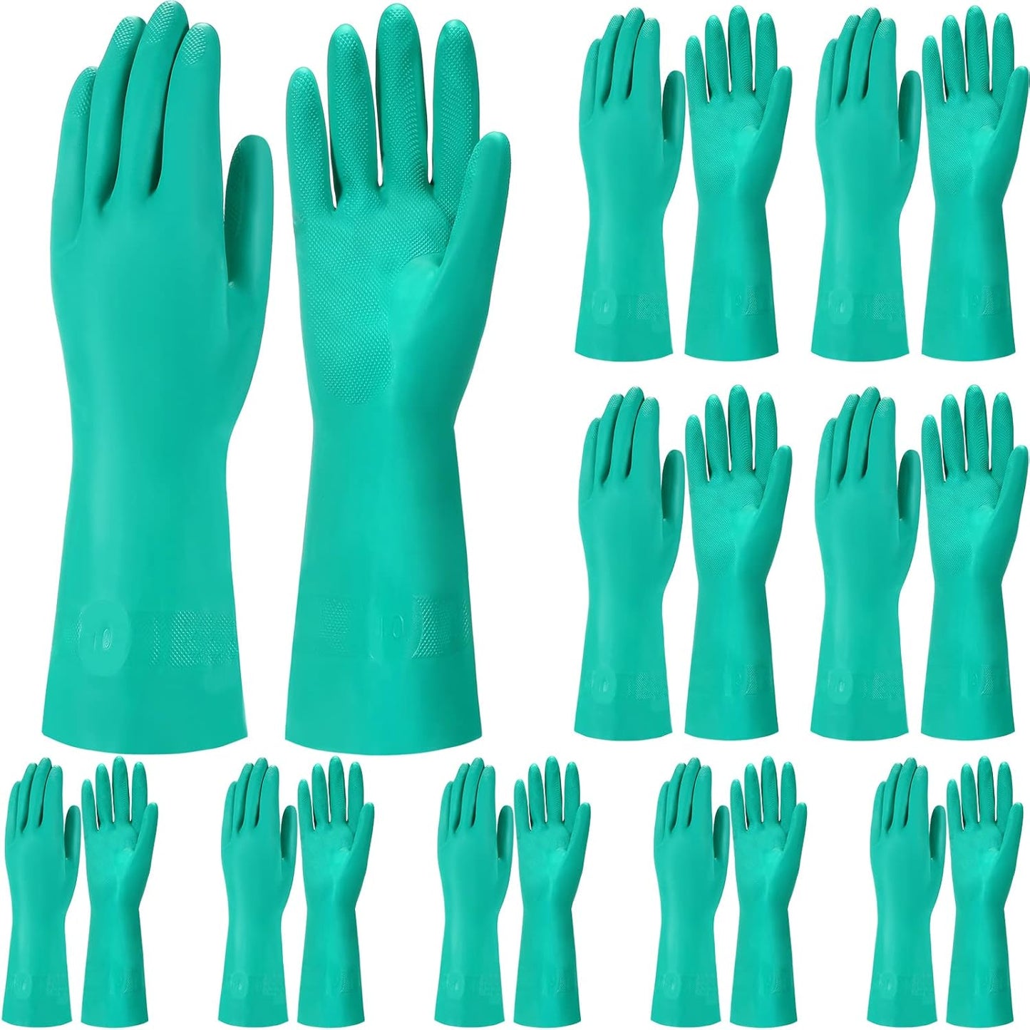 10 Pairs Chemical Resistant Gloves Heavy Duty Thick Nitrile Gloves Bulk for Cleaning, Resist Household Acid, Alkali and Oil (Small)