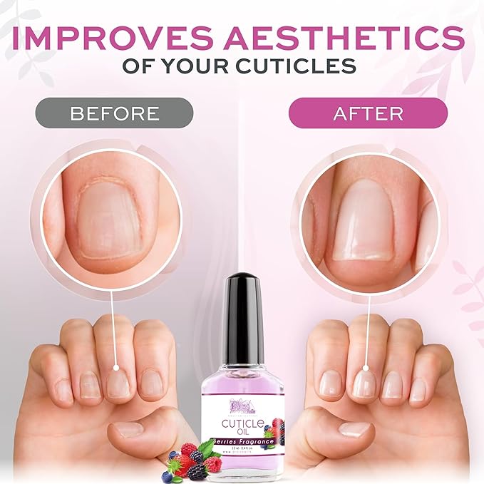 Pics Nails Professional Cuticle Oil - Berries Cuticle Softener for Nails & Cuticle Care - Nail Oil Cuticle Repair Treatment with Sunflower Seed Oil 12ML Cuticle Oil Bottle with Brush Applicator