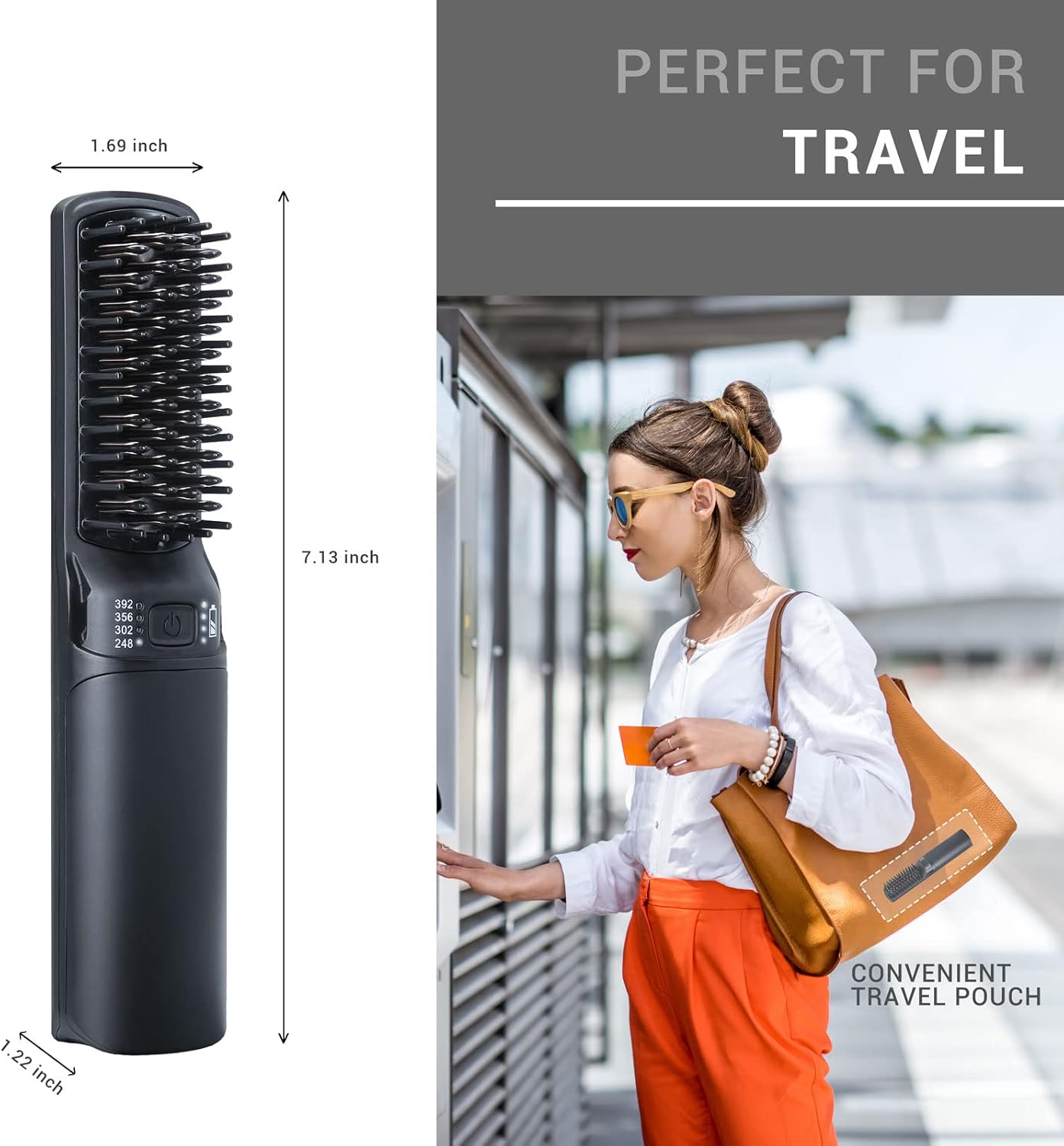 Hot Hair Straightener Brush,Portable Mini Hair Straightener USB Rechargeable 6400MAH,2 in 1 Hair Straightener Comb with Anti-Scald Feature for Women & Men (Black)