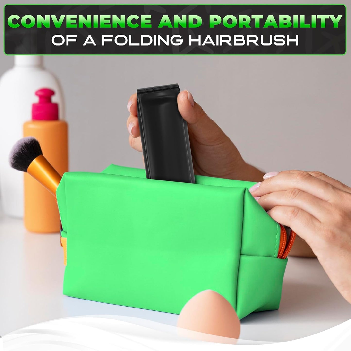 4 Pcs Travel Hair Brush - 4.25x1.49" Folding Hair Brush with Mirror and Flexible Nylon Bristles, Lightweight Travel Comb for Women - 4 Colors Pack, Foldable Hairbrush for Styling on the Go