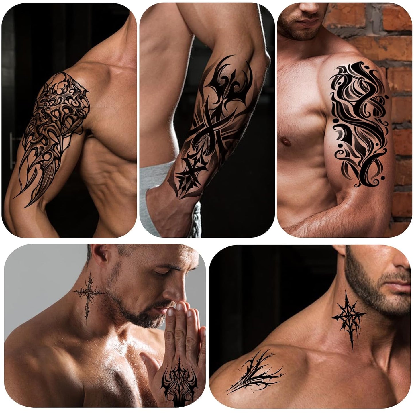 77 Sheets Temporary Tattoo, 17 Sheets Half Arm Cyber Sigil Fake Arm Leg Chest Tattoos for Adults Men Women, 60 Sheets Small Tattoos Stickers for Boys Girls Kids Body Art Design