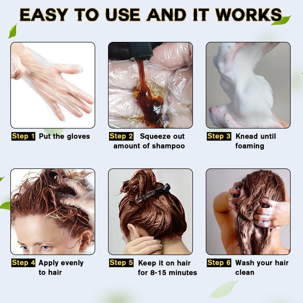 cosmpro Dark Brown Hair Dye Shampoo 3 in 1 for Gray Coverage for Women Instant Natural Hair Color Shampoo Semi Permanent 500ML - Champu Para Canas Mujer