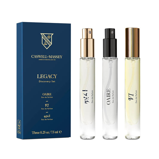 Caswell-Massey Legacy Discovery Set – Includes 2571, OAIRE, Number Six – Fragrance for Men, Travel Size, Made in USA, 0.25 Fl Oz Each