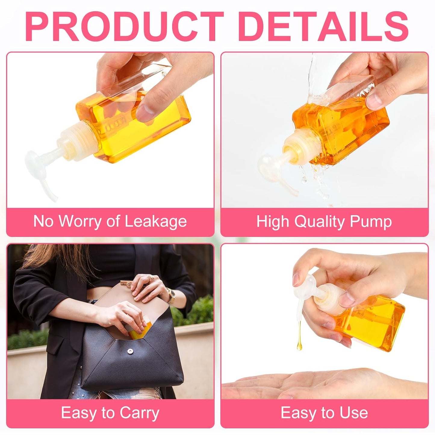 Domensi 24 Pcs 100ml /3.4 oz Pump Bottle Mini Travel Bottles Small Dispenser Containers Plastic Pump Lotion Dispenser Empty Square Travel Size Containers Toiletries (Multicolor)