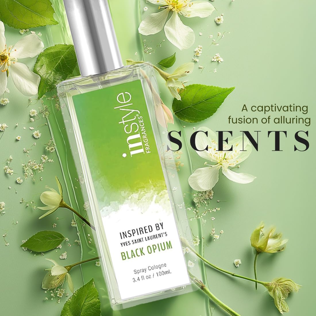 Instyle Fragrances, Inspired by Yves Saint Laurent's Black Opium, Women’s Eau de Toilette, CLEAN, Vegan, Paraben-Free, Never Tested on Animals, 3.4 Fluid Ounces