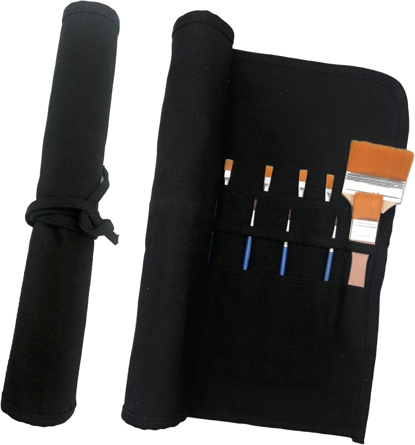 Funny live Paint Brush Holder Art Supplies, Artist Brush Holder & Storage Organizer Roll-Up Case Bag, Protect Acrylic Oil Watercolor Paintbrushes (Black 22 Slot Pockets)