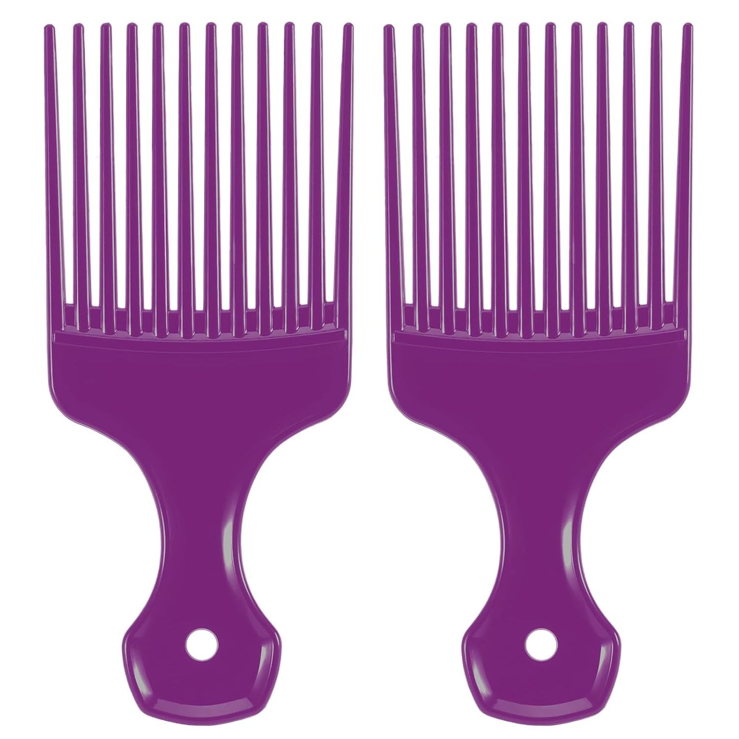 2 Pcs Hair Pick Comb Wide Tooth Lift for Hair Styling Detangling Plastic Afro Comb for Women Men (Purple)