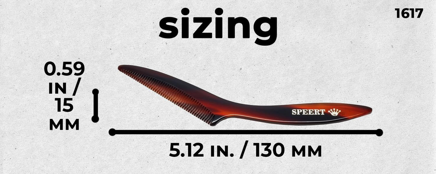 #1617 Handmade Narrow Tooth Mustache Beard Comb Small Tortoise Havana Acetate Thick Coarse Fine Short Pocket Sized Facial Hair Grooming Tangle Free Beard Straightener Growth Care Styling Wet