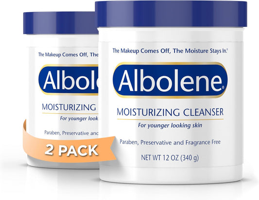 Albolene Moisturizing Cleanser & Makeup Remover Balm - Fragrance-Free Facial Cream for Cleansing & Hydration - Multi-Use Skincare for All Skin Types - No Harsh Chemicals - 12 oz - (Pack of 2)