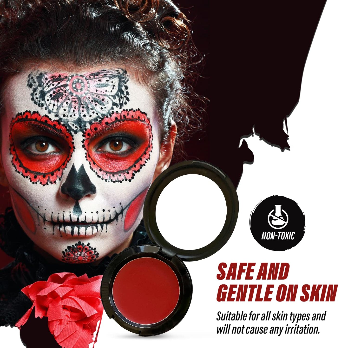 MANIC PANIC Vampire's Kiss Red Face & Body Paint for Halloween Costumes - Cream Halloween Makeup for Costumes & Cosplay - Smooth, Blendable & Full Coverage, Vegan