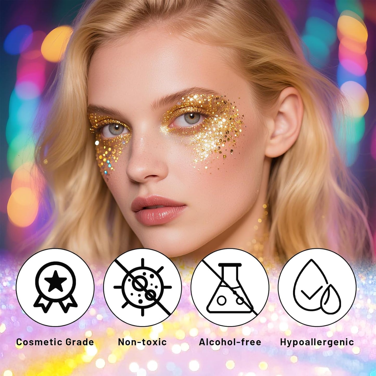 DAGEDA Gold Body Glitter Stick,Sparkly Face Glitter Makeup,Holographic Hair Glitters Mermaid Makeup Rave Outfits for Women, Shimmer Face Paint Stick Singer Concert Accessories
