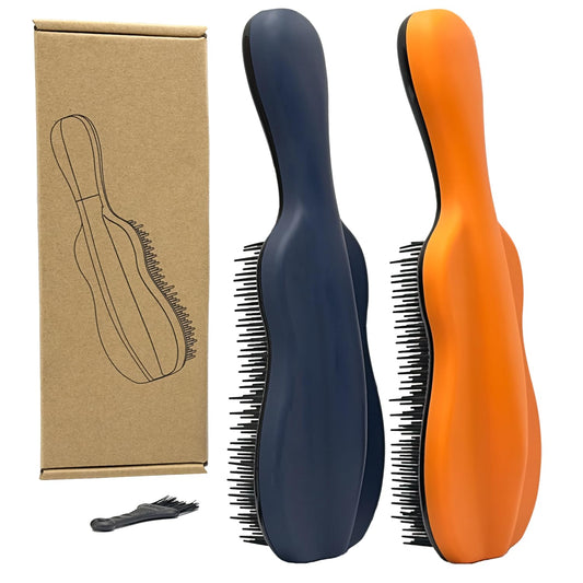 WYNK Hair Brush Detangler for Adults & Kids，Detangling Comb Hair Styling Tools & Appliances for Natural/Wavy/Curly/Coily/Wet/Dry/Oil/Thick/Straight/Long Hair (2 Pack, Dark Blue + Orange)