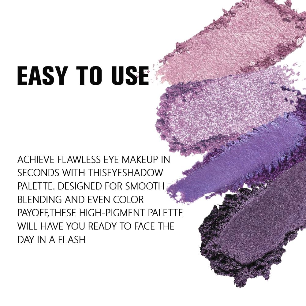 Kaely Powder Eyeshadow Quad, Lavender Purple Glitter Eyeshadow Palette Makeup, Neutral Eye Shadow Palette for Older Women Pigmented Waterproof, sombras para ojos, Blendable, Cruelty-free, 05