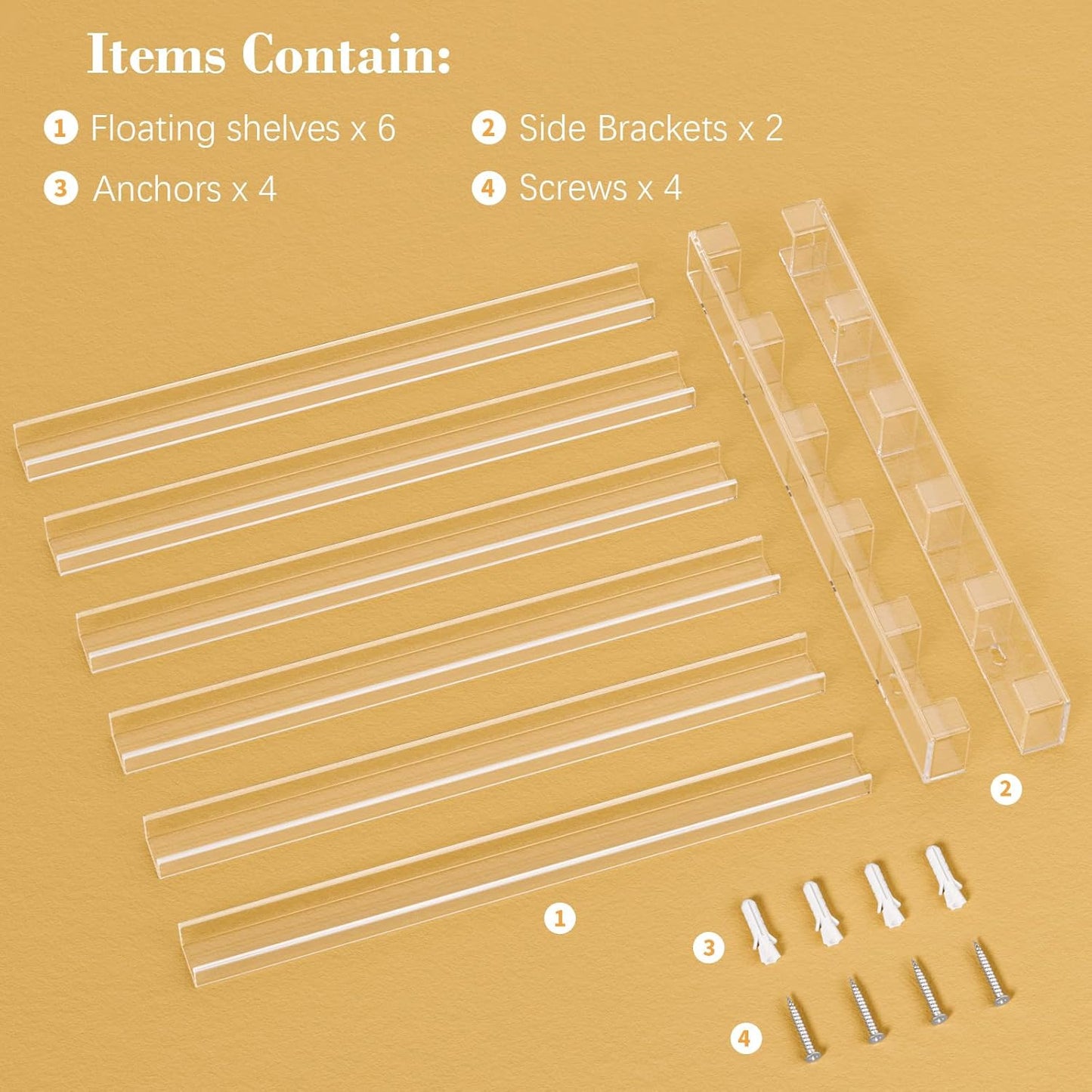 FEMELI 21 * 21 Inch Nail Polish Wall Rack, Easy to Install, Clear Acrylic Nail Polish Display Holder Organizer 6 Tier Hold Up To 90-120 Bottles