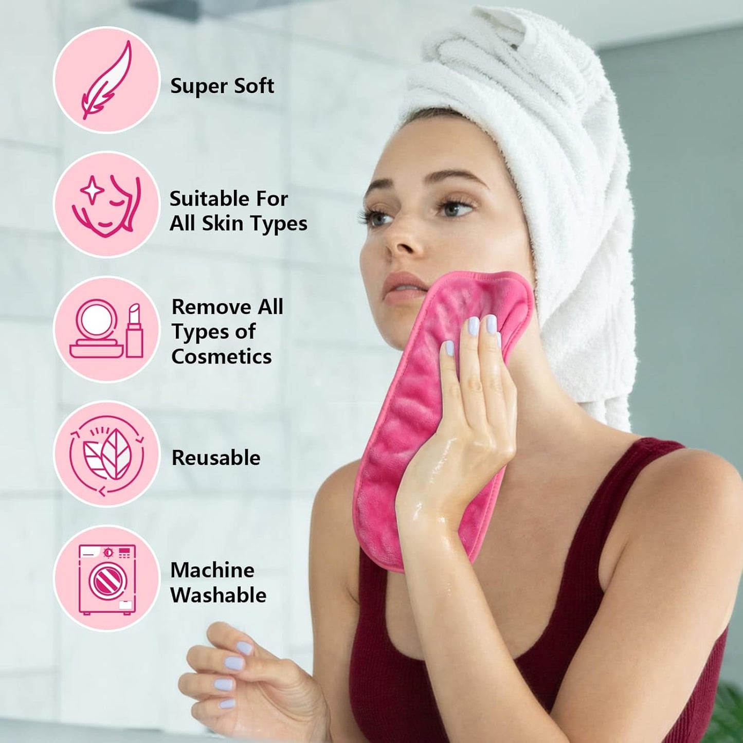 Orighty Makeup Remover Cloths 12 Pack, Reusable Microfiber Facial Cleansing Cloths, Remove Instantly Dirt, Makeup&Waterproof Mascara with Just Water, 15.5 x 7.5 in, Blue/Purple/Black/Pink