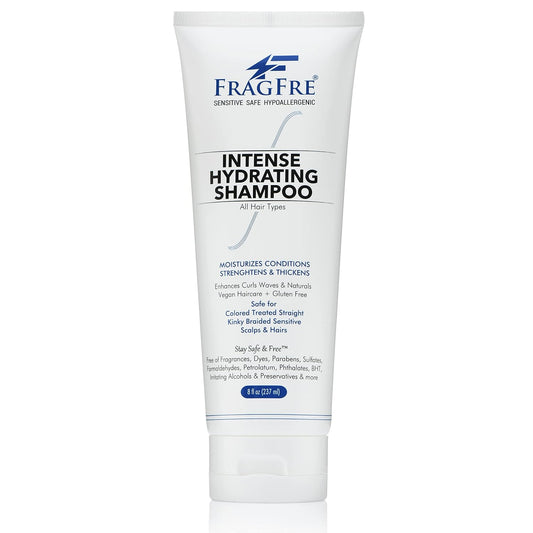Intense Hydrating Shampoo 8 oz - Fragrance Free Hypoallergenic Sulfate Free Moisturizing Shampoo - Safe on Colors and Sensitive Scalps - Strenghtens Dry Hairs - Vegan Gluten Free Cruelty Free