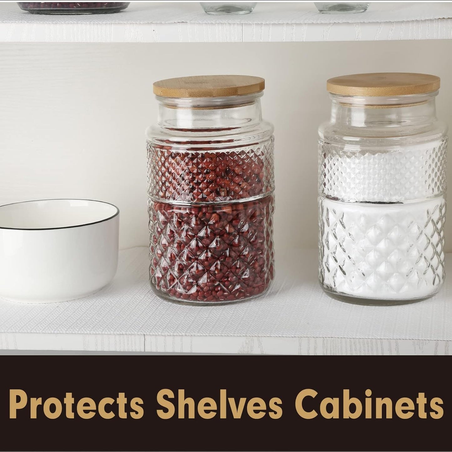 Premium Drawer and Shelf Liner for Cabinet, Non Adhesive Liner for Kitchen, Strong Grip Non Slip Shelf Liners for Kitchen Cabinets, Storage, Drawers, Shelves, Kitchenware and Tableware
