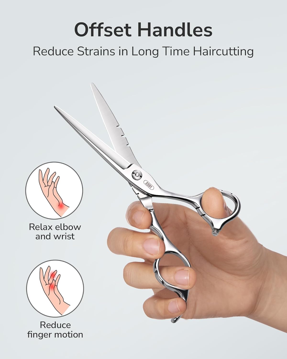 ULG Hair Cutting Scissors 6.7” Shark Series, 100% Japanese Stainless Steel Ultra Sharp, Concave Blade Barber Shears, Ergonomic Offset Handle, Professional Salon Haircut Scissors for Home & Salon Use