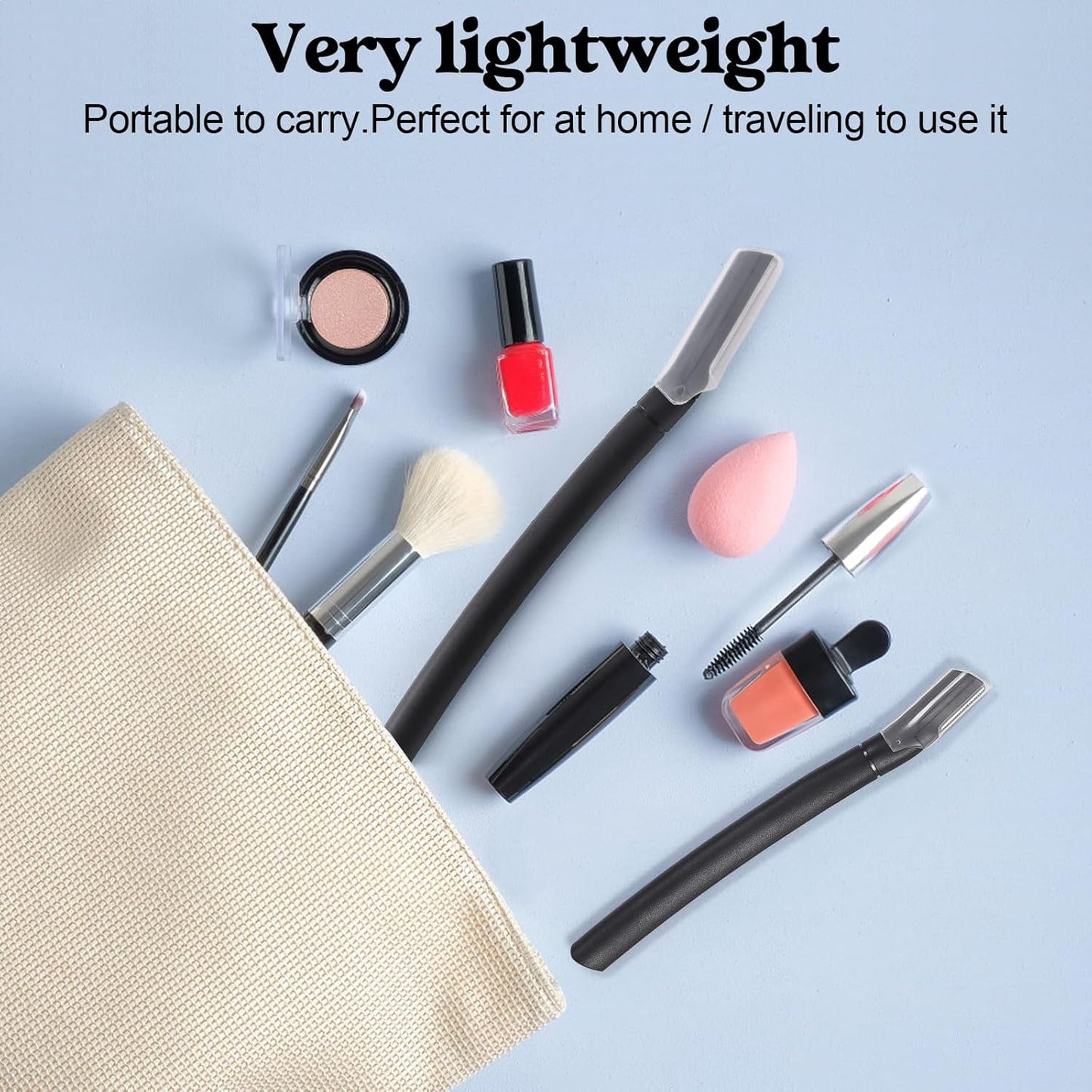 6 PCS Eyebrow Razor Set Face Razor for Women and Men, Multipurpose Dermaplaning Tool, Eyebrow Hair Trimmer, Face Shaver with Protective Cover, 3 Pcs Long Handles and 3 Pcs Short Handles (Black)