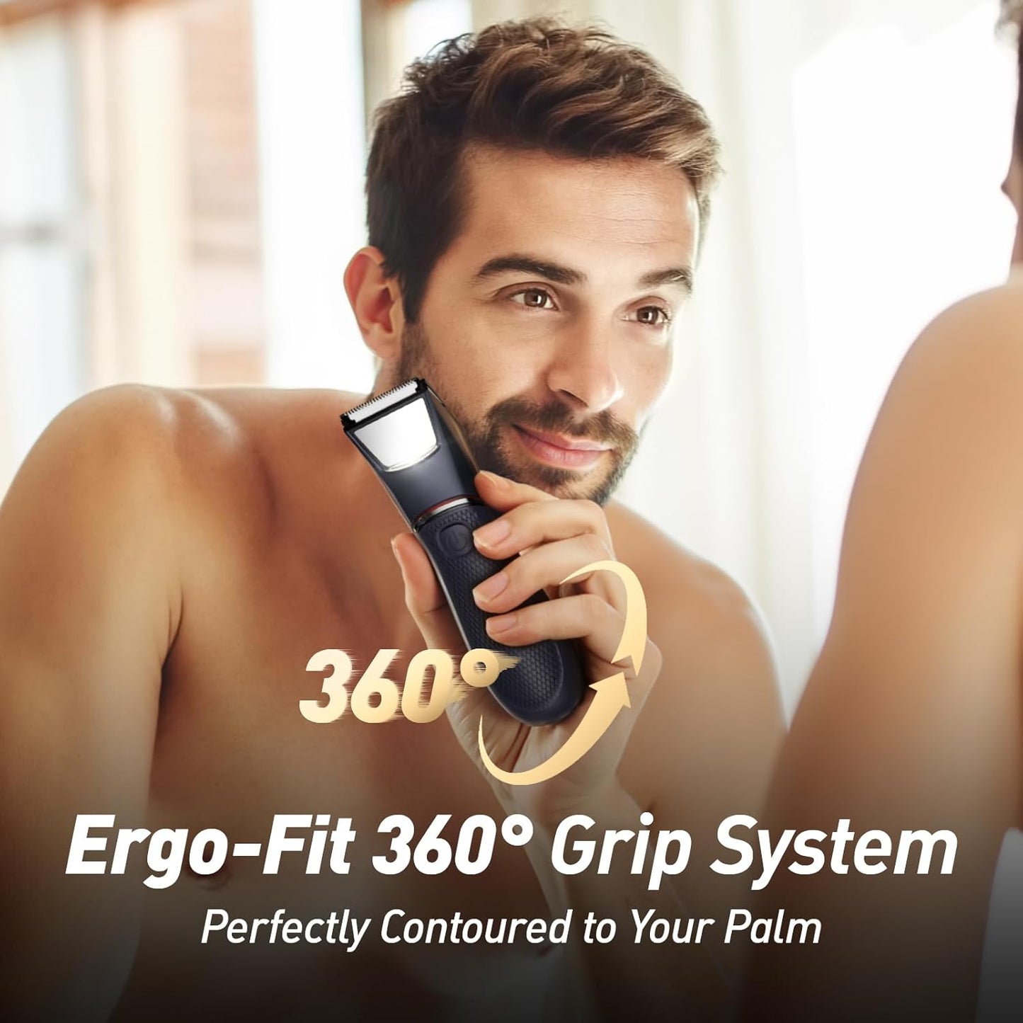 Body Hair Trimmer for Men: Pubic Hair Trimmer with Mirror & LED Light - Electric Ball Shavers with Ceramic Blades & Travel Lock - Body Groomer IPX7 Waterproof Wet or Dry Use for Groin/Legs/Chest