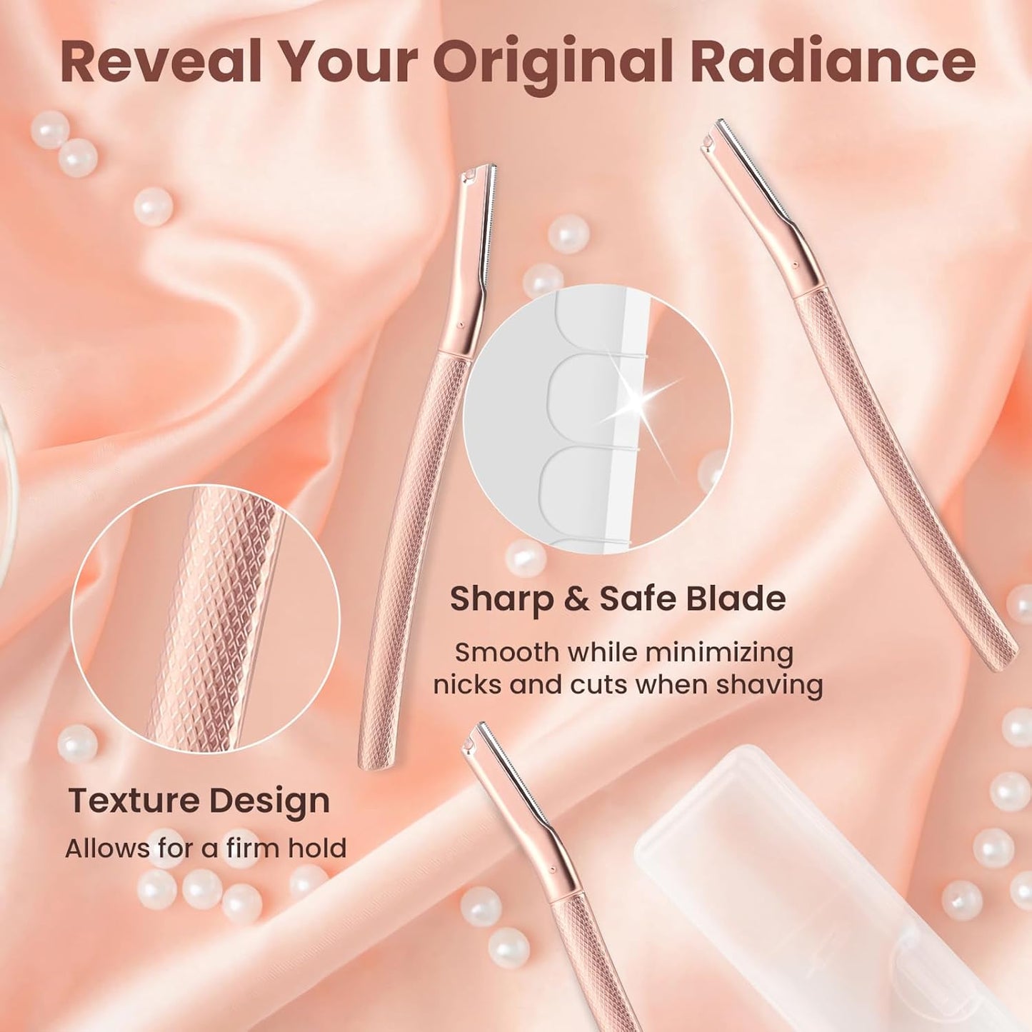 Dermaplaning Tool for Face, Dermaplane Razor for Peach Fuzz with Metal Grip, Professional Eyebrow Razor for Women, Facial Razor for Women Silver (12 Replaceable Blades)