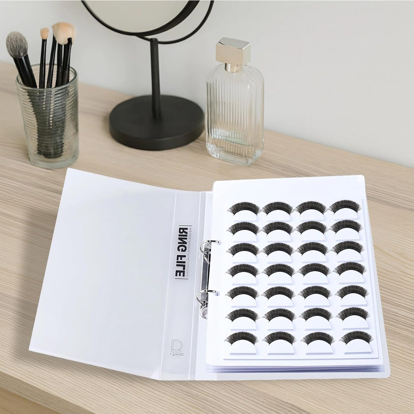 70 Pairs Eyelash Storage Book with Clip, False Eyelashes Organizer Case, Lash Holder Album with 5 Trays & Dividers, Portable Eyelash Display Card, 12.2 x 9.4 x 0.9 in