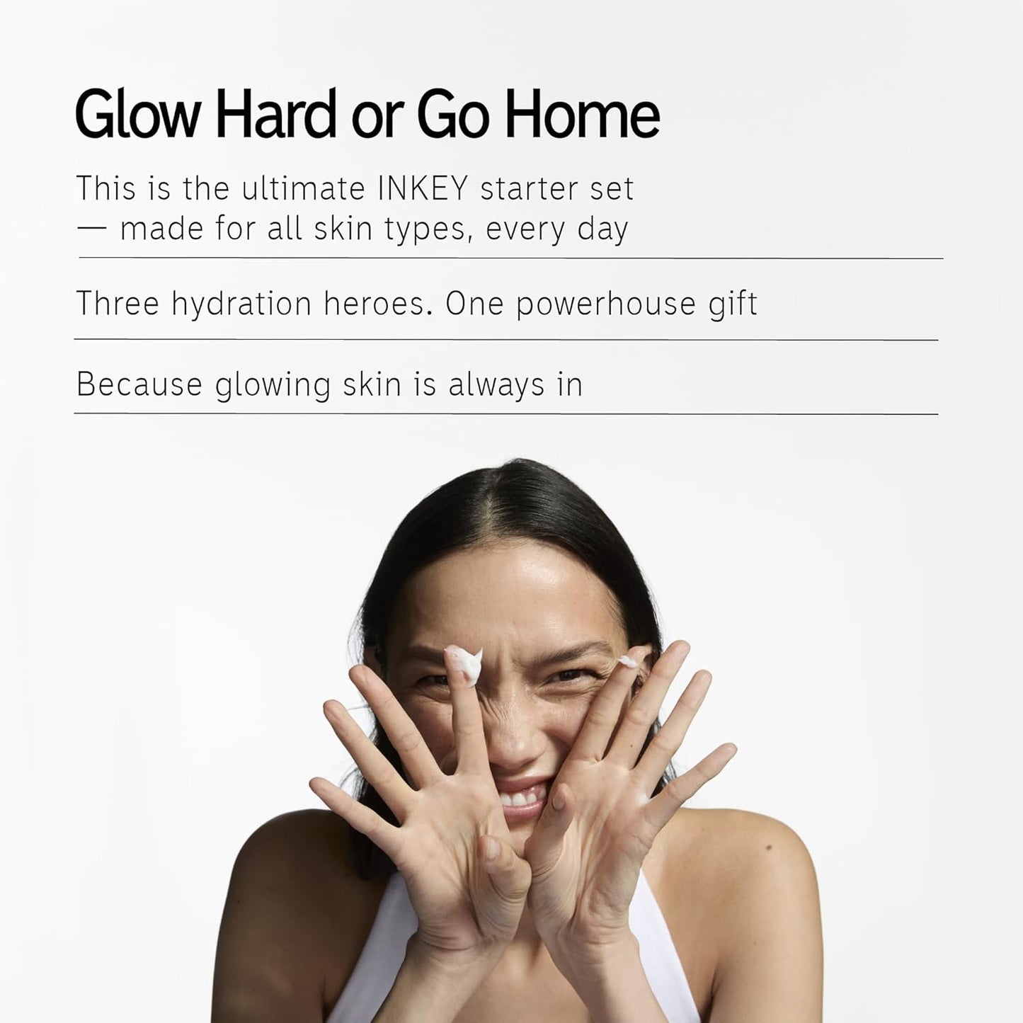 The INKEY List Glow Hard or Go Home Gift Set, Includes 2 Cleansing Pads, Hydrating Cream-to-Milk Cleanser + Hyaluronic Acid Serum + Omega Water Cream, Skincare Trio for Glowing Skin, Perfect Gift