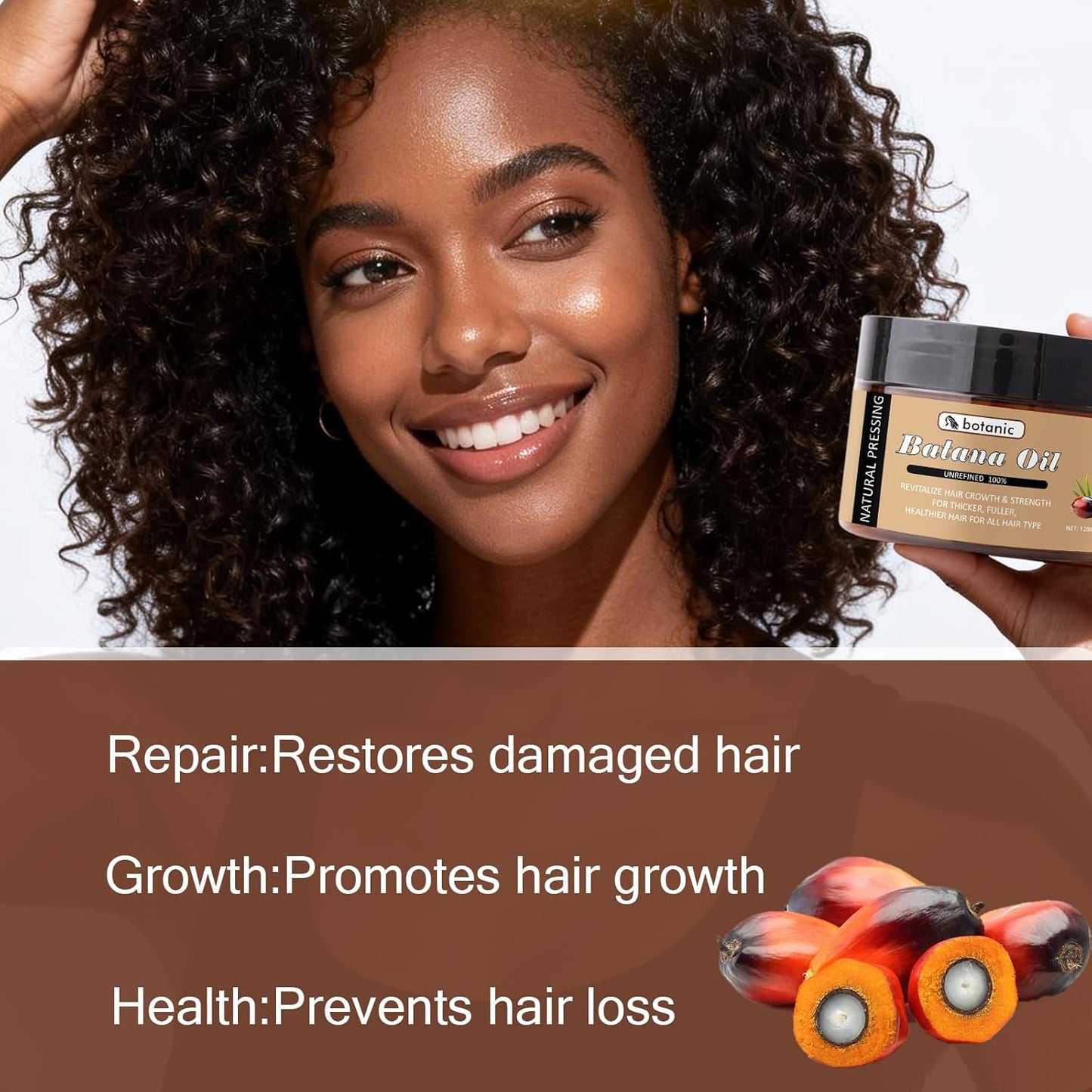 Botanic Batana Oil for Hair Growth, Batana Natural Hair Growth Oil, Hair Mask for Strengthens, Moisturizes, Reduces Hair Fall, for Men & Women (1pc)