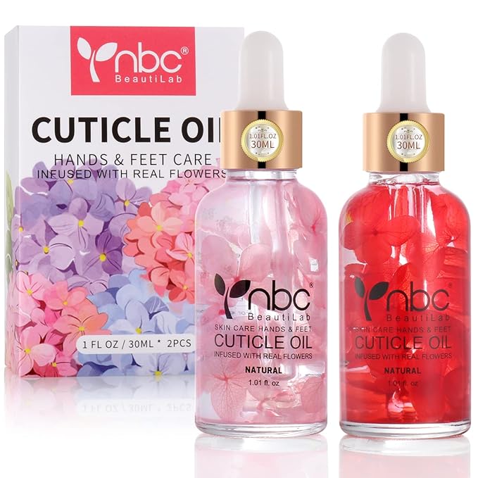Nail Cuticle Oil, 2Pcs 30ml Rose & Strawberry Cuticle Oil Set Nail Growth Oil with Vitamin E, Jojoba Oil Natural Plant Based Cuticle Oil for Nails Smoothing, Nourishing, Moisturizing
