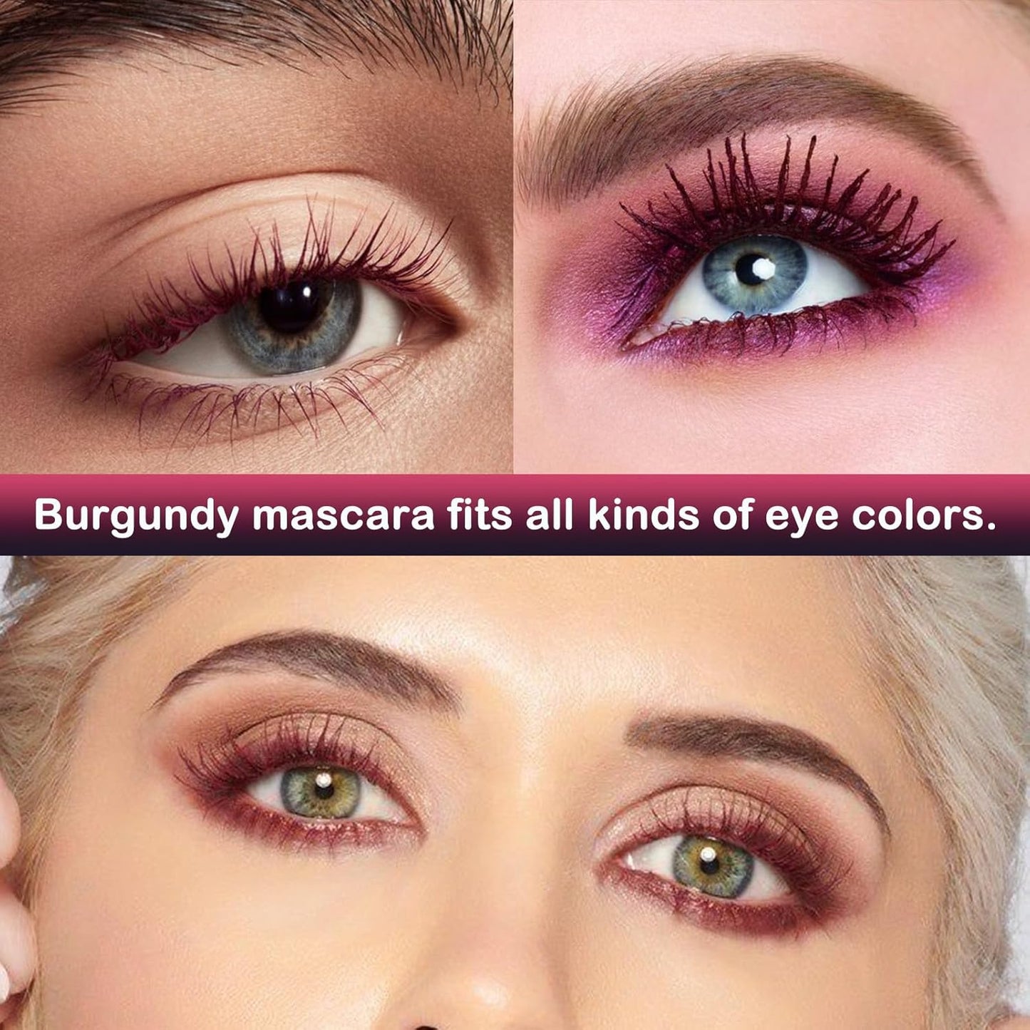 Maydear Burgundy Mascara for Eyelashes, Waterproof Colored Long Lasting Smudgeproof for Women Fast Dry Lengthening Eye Makeup Party - Dark Purple