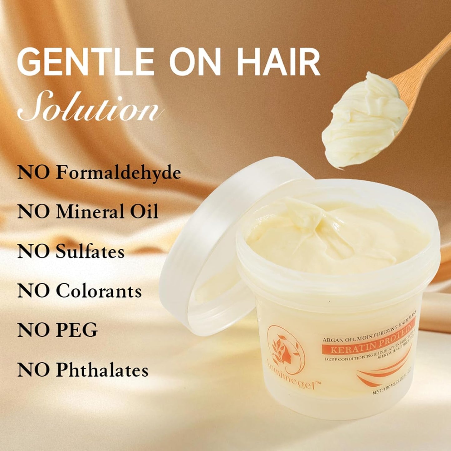 Collagen Hair Mask,Deep Repair Conditioning Argan Oil Hair Mask for Damaged Hair Treatment, Deep Conditioner Hydrating Hair Masque for All Hair Types 3.38oz 100ml