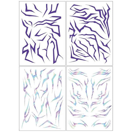 Purple Ombre Temporary Patterns Tattoo – Halloween Water Transfer Realistic Waterproof Body Art for Cosplay, Halloween, and Party Makeup (4 PCS)