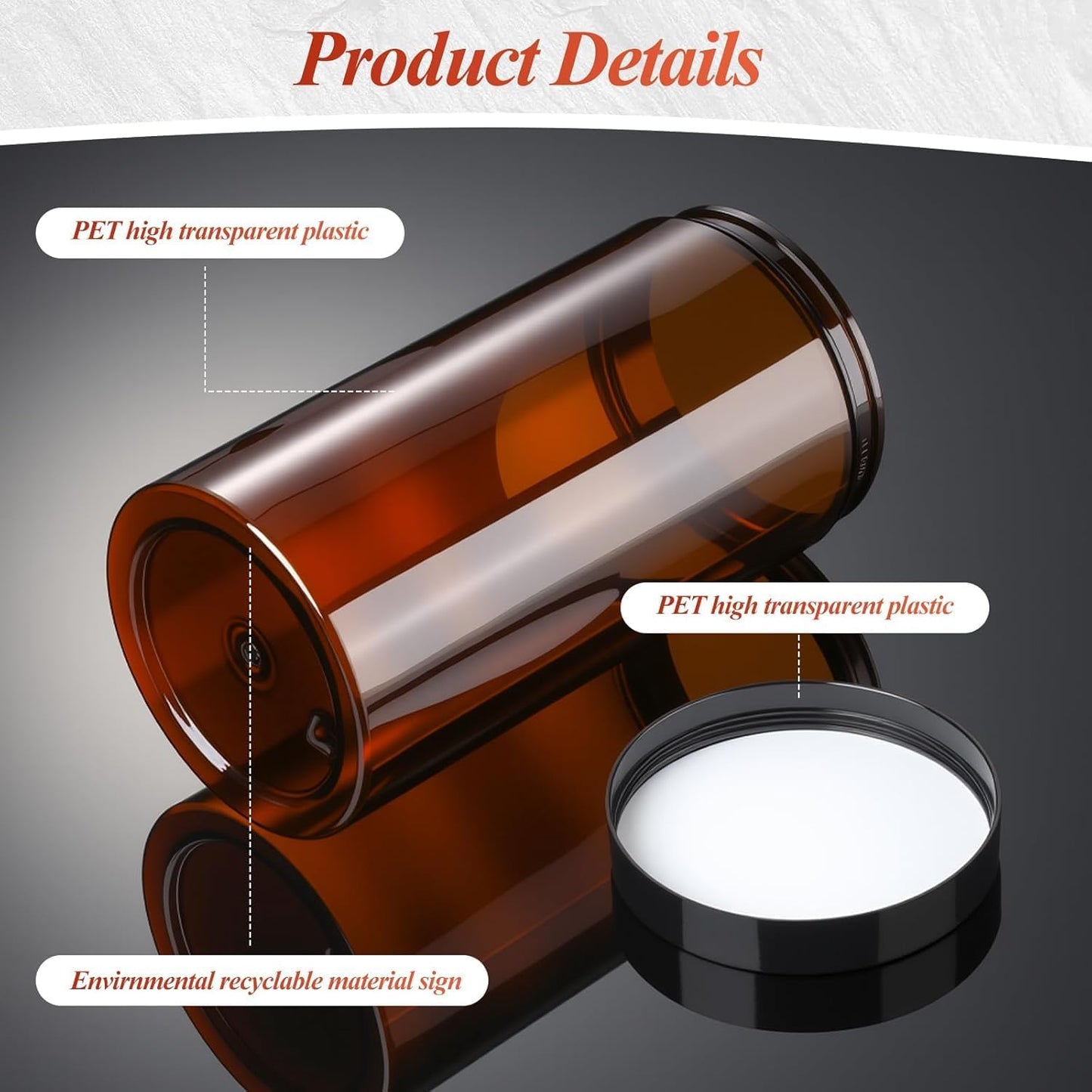 SATINIOR 12 Pack 32 oz Plastic Container Jars with Lids Round Clear Travel Cosmetic Container Jars for Toiletries, Lotion, Cream, Ointments, Makeup, Rhinestone, Samples, Kitchen Storage(Amber)