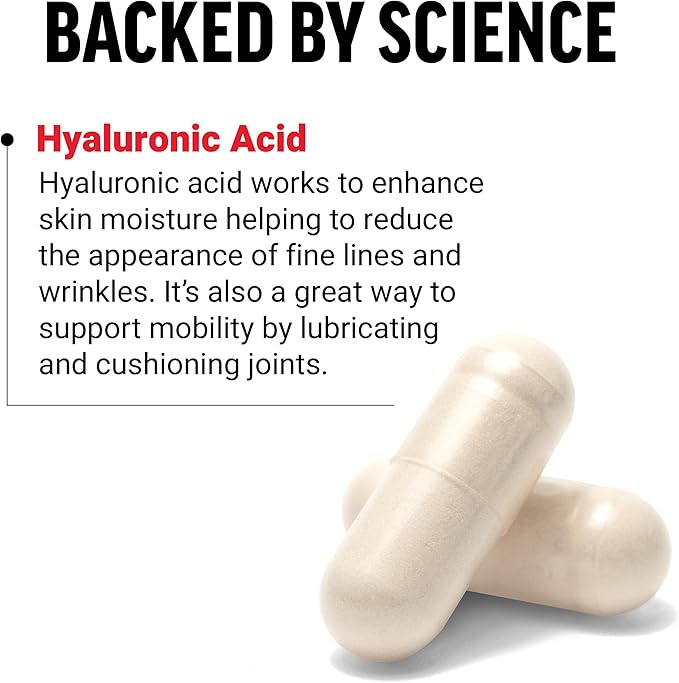 FORCE FACTOR Hyaluronic Acid Supplements, Hyaluronic Acid Capsules for Joint Health and Skin Hydration, Joint Health Supplement for Women and Men, High Potency, Vegan, 60 Capsules