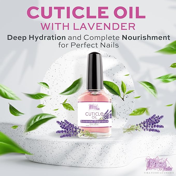 Pics Nails Professional Cuticle Oil - Lavender Cuticle Softener for Nails & Cuticle Care - Nail Oil Cuticle Repair Treatment with Sunflower Seed Oil 12ML Cuticle Oil Bottle with Brush Applicator