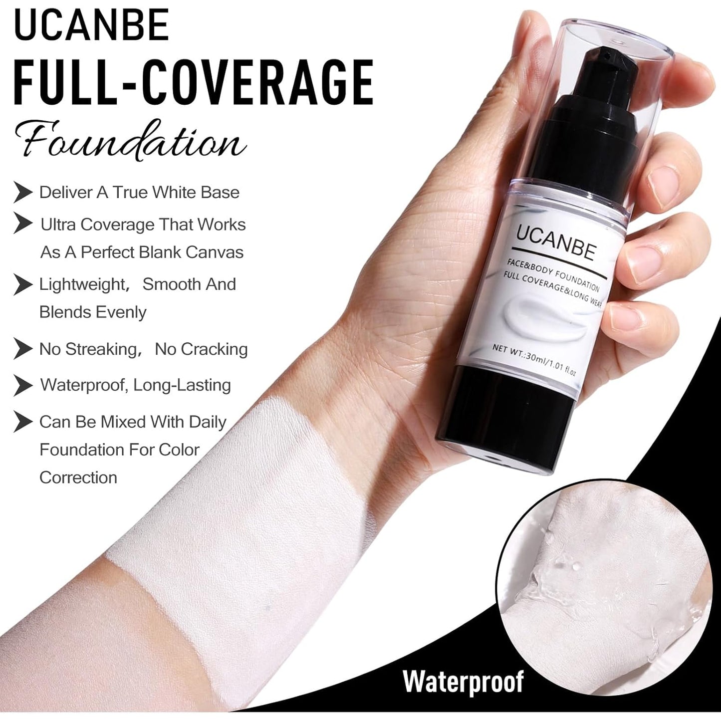 UCANBE Green Halloween Makeup Kit – Zombie Witch Beetle Juice Monster Makeup Set for SFX Costume Cosplay with Eyeshadow Palette, White Foundation, Black Lipstick,Eyeliner, Setting Powder & Sponges