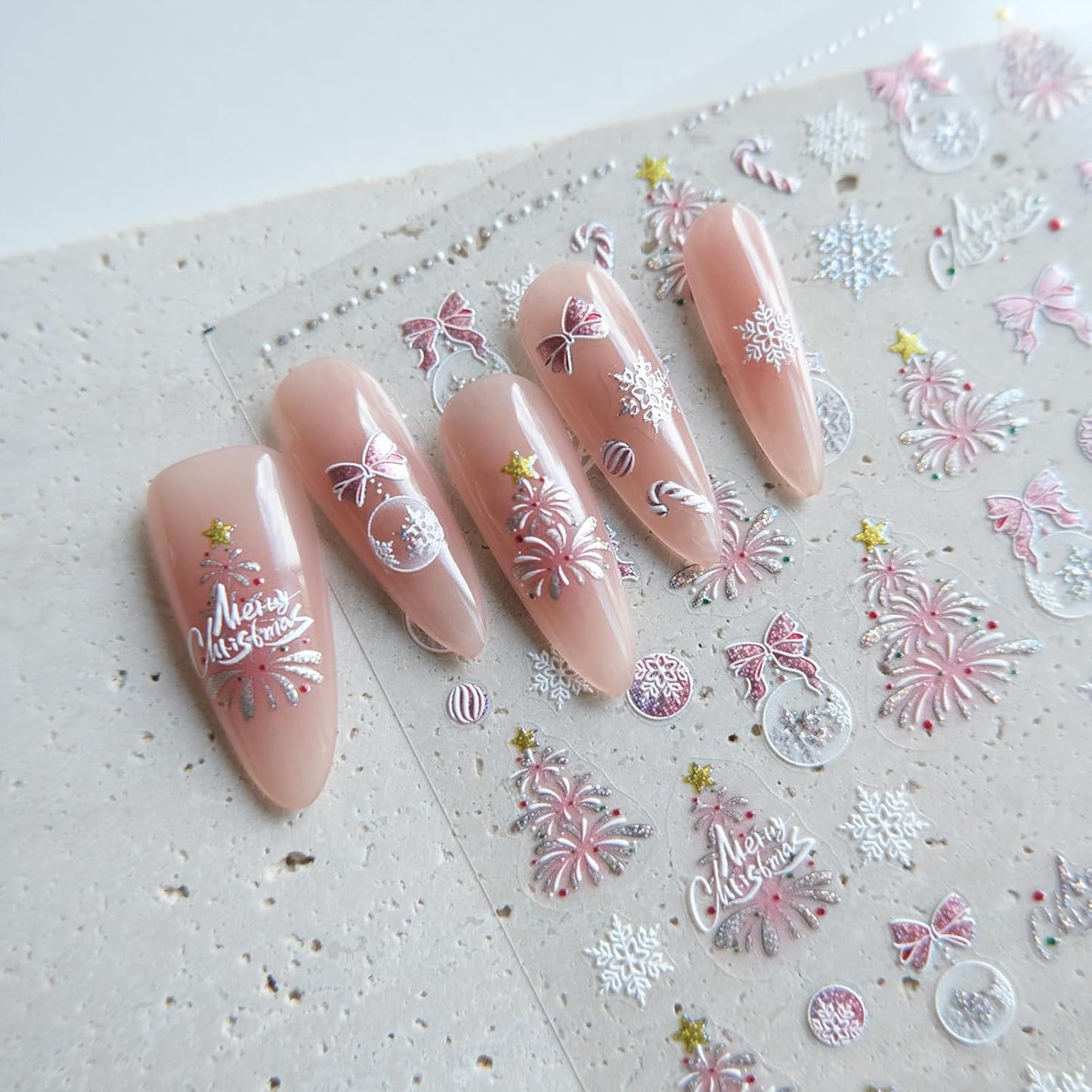 Christmas Fireworks Nail Art Stickers, Sparkling Nail Decals, Self-Adhesive Nail Accessories
