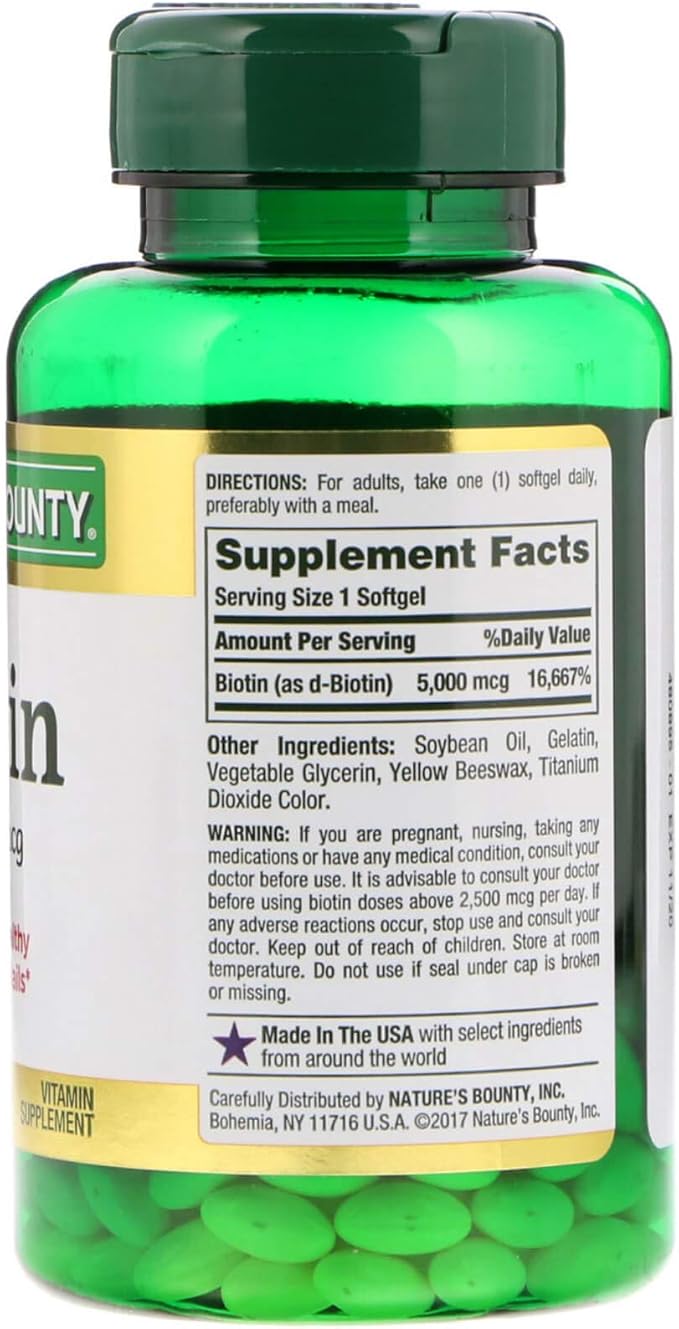 Set of 2 Nature's Bounty® Biotin 5000 mcg, 150 Softgels