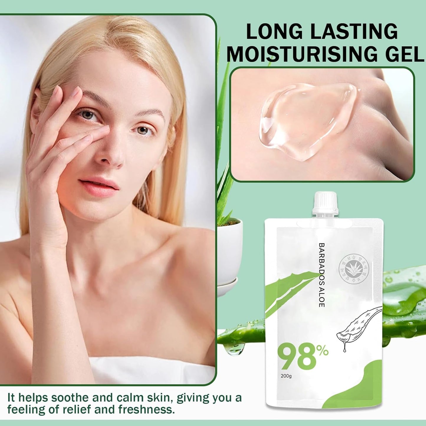 Moisturizing Gel for Face & Body,Non-sticky Gel After Sun Aloe Lotion Skin Care,Fast Absorbing Long Lasting Refreshing Hydrating Face Moisturizer for All Skin Types 07