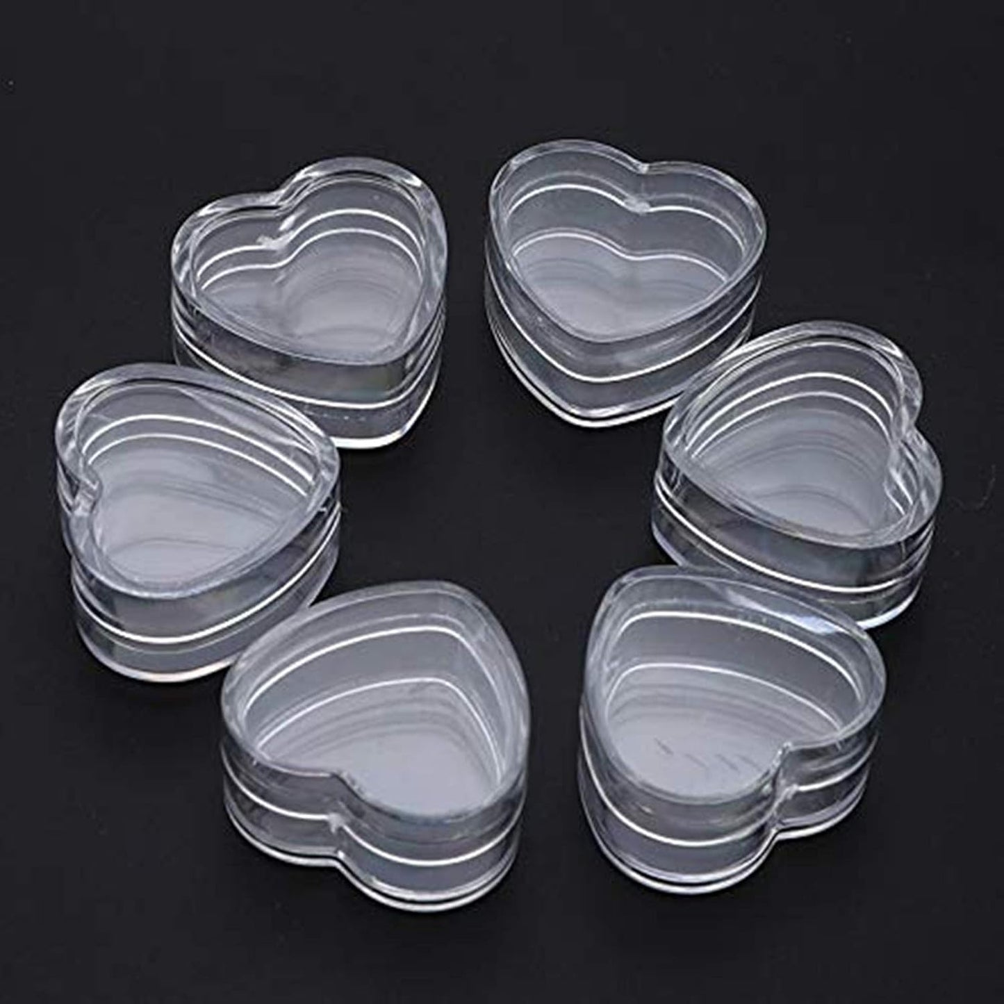 100Pcs 4ml Empty Plastic Cosmetic New Clear Refillable Plastic Heart Shape Pot Jars Bottles Make up Cosmetic Containers with Lids for Face Cream Lotion Eye Shadow Lip Balm